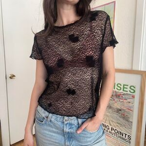 Women's Vintage Black Mesh Shirt
